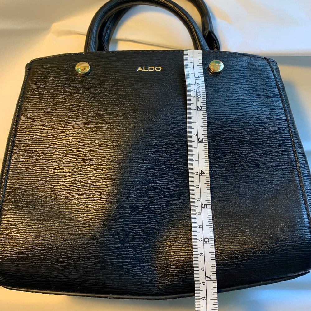 ALDO Black Structured Handbag with Top Handles & Shoulder Strap - Picture 5 of 13